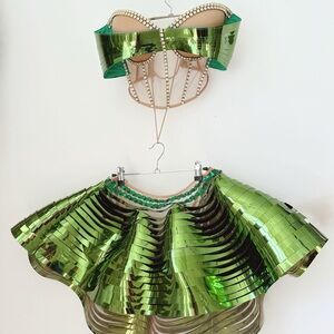 Coachella Outfit – Green Metallic Set